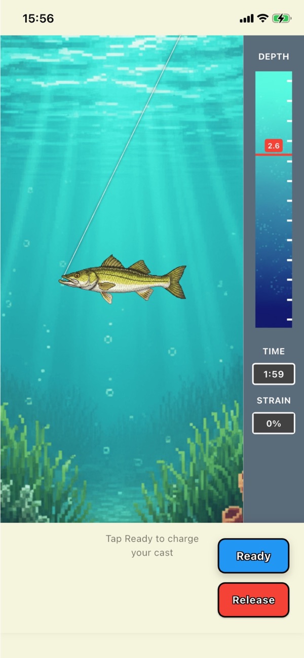 Underwater cast with depth and strain meters