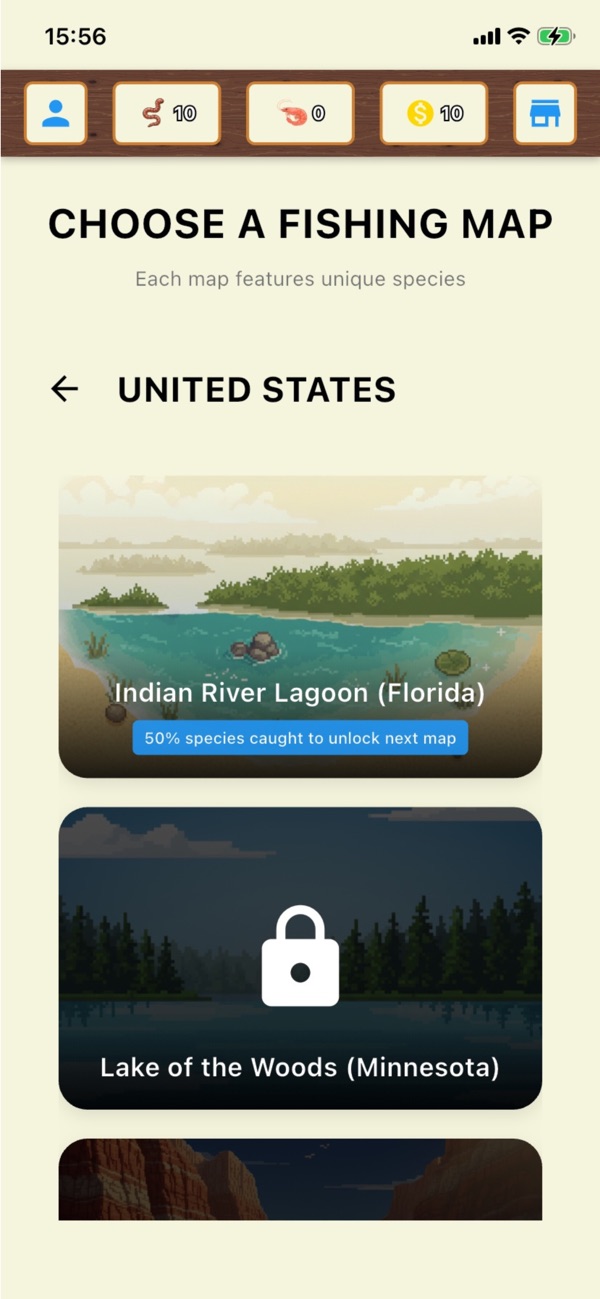 Fishing map list for the United States